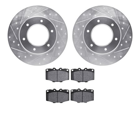 DYNAMIC FRICTION CO 7502-76097, Rotors-Drilled and Slotted-Silver with 5000 Advanced Brake Pads, Zinc Coated 7502-76097